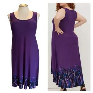 Purple Sleeveless Maxi Dress with Artistic Hem
